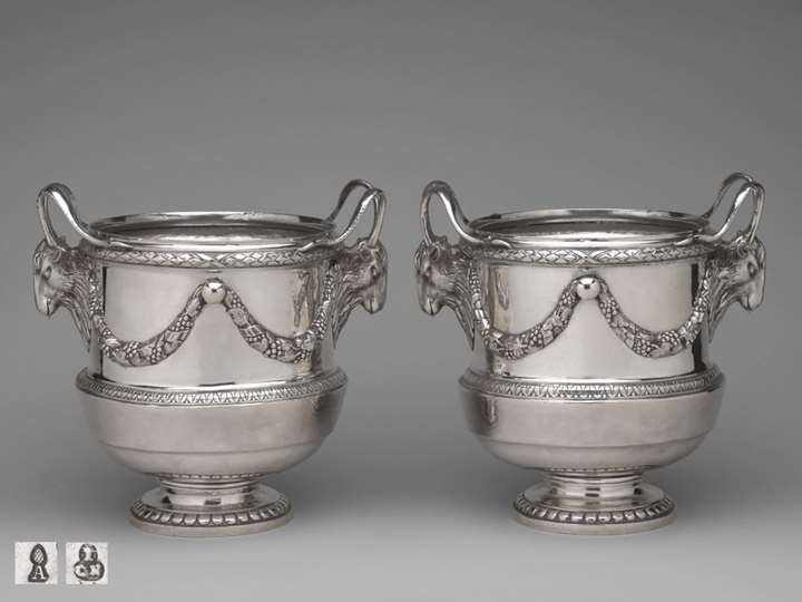 A Pair of Important German Silver Wine-Coolers from the Kharkov Service